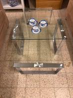 Glazen salontafel met metalen frame, Ophalen, Gebruikt, 100 tot 150 cm, Kingloop