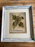 Vintage Wijn Print met Lijst, Ophalen, Zo goed als nieuw, Print, Minder dan 50 cm
