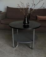 Vintage Industriële Bijzettafel, Minder dan 55 cm, Gebruikt, Rond, Hout