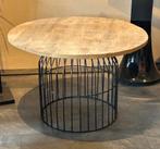 Bijzettafeltje Mango Hout / Zwart Metaal, Minder dan 55 cm, Gebruikt, Rond, Modern