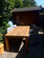 Te koop: houten tuintafel. Inclusief rieten stoelen, Ophalen, Schuur, Hout, 200 tot 400 cm