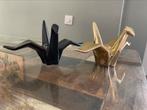 Twee mooie origami kraanvogel kandelaars, Overige materialen, Ophalen of Verzenden, Zo goed als nieuw, Zwart