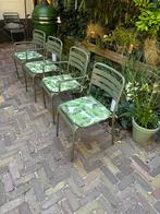 8 zgan stoelkussentjes met groen wit planten motief, Tuin en Terras, Ophalen of Verzenden, Zo goed als nieuw