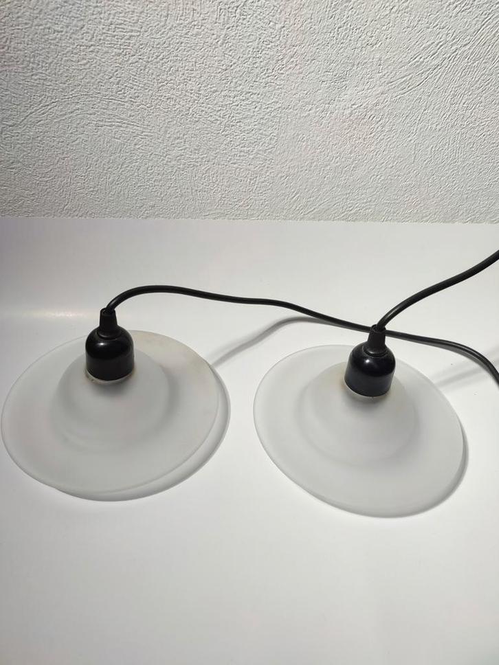 2x Vintage Space Age Plafondlampen Massive, Huis en Inrichting, Lampen | Hanglampen, Gebruikt, Minder dan 50 cm, Glas, Metaal