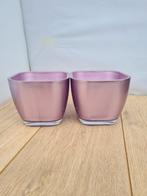 Bloempotten paars glas, Overige materialen, Vierkant, Ophalen of Verzenden, Binnen