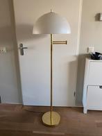 70s Panthella stijl Staande Vloerlamp met paddelstoel kap, Metaal, 150 tot 200 cm, Gebruikt, Panthella 70s 80s Paddelstoel Goud Vintage Art deco