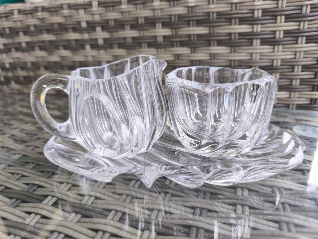 Vintage Riihimäen Lasi Room- en Suikersetje, Antiek en Kunst, Antiek | Glas en Kristal, Ophalen of Verzenden
