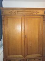 Antieke massief houten kledingkast, Gebruikt, Met hangruimte, 200 cm of meer, 150 tot 200 cm