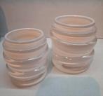 2x glazen crème waxinelichthouder met spiraal, Light Living, Overige materialen, Ophalen of Verzenden, Zo goed als nieuw, Crème