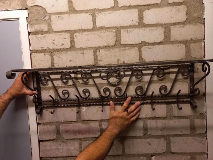 Smeedijzeren kapstok handwerk met hoedenplank, Huis en Inrichting, Woonaccessoires | Kapstokken, Gebruikt, Minder dan 100 cm, Metaal