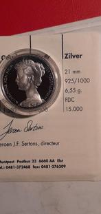 Penning Wilhelmina., Ophalen of Verzenden, Overige landen, Zilver