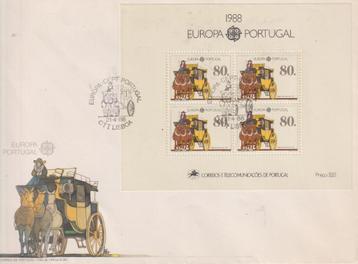 Portugal 1988 Blok EUROPA Koets met paarden Telecommunicatie beschikbaar voor biedingen