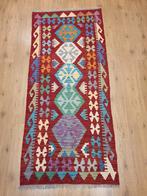 Handgeweven oosterse wollen kelim loper 192x83, Huis en Inrichting, Stoffering | Tapijten en Kleden, Info@SlatsAntiek.nl, Crème