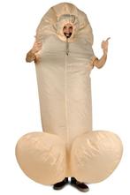 Piemel Beige Opblaas Pak Kostuum Lichtbruin Opblaas Kostuum, Carnaval, Maat 56/58 (XL), Ophalen of Verzenden, Zo goed als nieuw