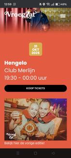 1 kaartje ticket VroegZat Merlijn Hengelo vanavond 31 okt, Tickets en Kaartjes, Eén persoon