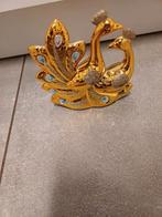 Beeldje Goudkleurige pauwen met glitters en ogen., Ophalen of Verzenden