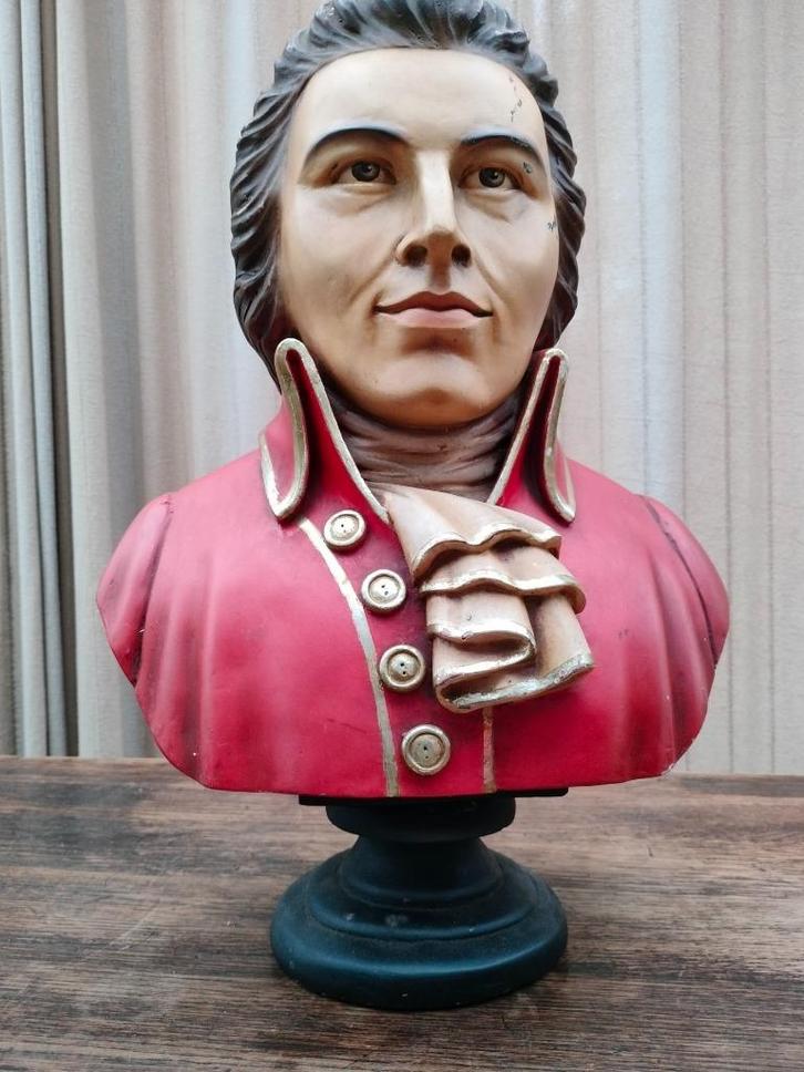 Buste Mozart. Geschilderd. Hoogte 51 cm., Antiek en Kunst, Kunst | Beelden en Houtsnijwerken, Ophalen of Verzenden