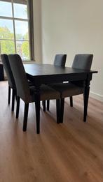 Extendable 6 - seater dining table with 4 chairs, Huis en Inrichting, 200 cm of meer, Zo goed als nieuw, Vijf personen of meer