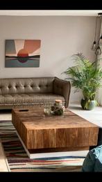 Vierkante salontafel 100x100 cm, Ophalen, Met plank(en), Gebruikt, 100 tot 150 cm