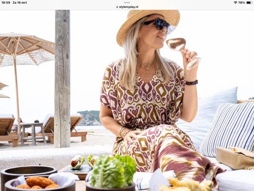 KAFTAN VAN LONNEKE NOOTEBOOM XS/S, Kleding | Dames, Jurken, Zo goed als nieuw, Beige, Onder de knie, Verzenden