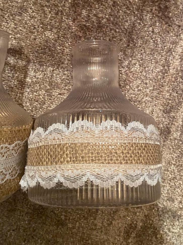 16 Boho Vaasjes voor nootjes met Jute en Kant, Huis en Inrichting, Woonaccessoires | Vazen, Zo goed als nieuw, Overige kleuren