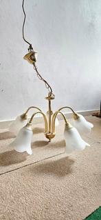Vintage Kroonluchter met 5 Armen, Huis en Inrichting, Ophalen of Verzenden, Gebruikt, Glas, Vintage