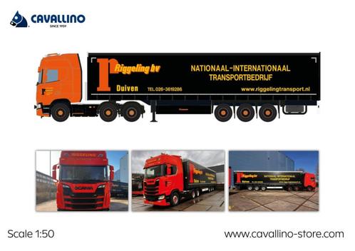 Scania S Highline met schuifzeiloplegger - Riggeling, Hobby en Vrije tijd, Modelauto's | 1:50, Nieuw, Bus of Vrachtwagen, Overige merken