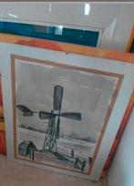 Waterverf schilderij Molen Zaans Landschap Zaandam, Antiek en Kunst, Kunst | Tekeningen en Foto's, Ophalen of Verzenden