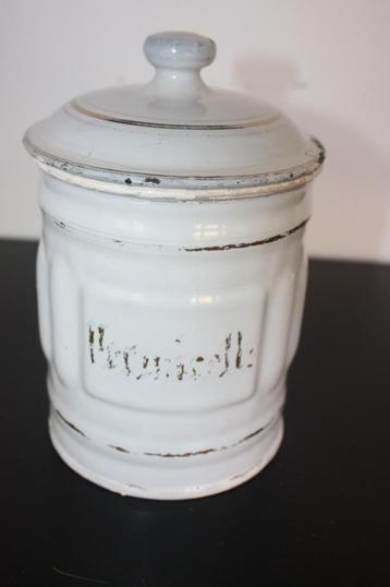 Frans wit Emaillen voorraadblik beschikbaar voor biedingen