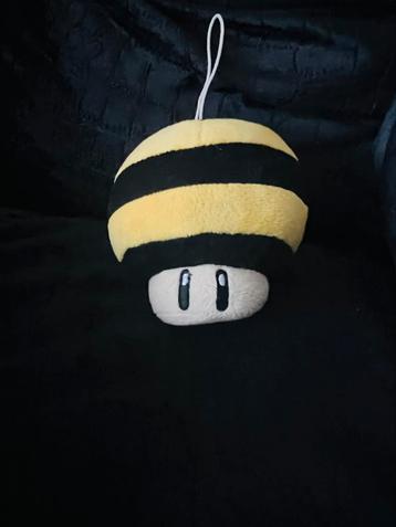 Bee Mushroom knuffel, geel/zwart gestreept: 10 cm groot beschikbaar voor biedingen