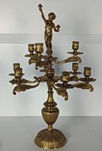 Prachtige, antieke, grote messing kandelaar met 9 armen, Antiek en Kunst, Antiek | Kandelaars, Ophalen of Verzenden, Koper of Brons