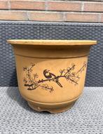 Bonsai pot licht bruin gedecoreerd aardewerk 35,5x28, Tuin en Terras, Bloempotten, Rond, Zo goed als nieuw, Aardewerk, Ophalen