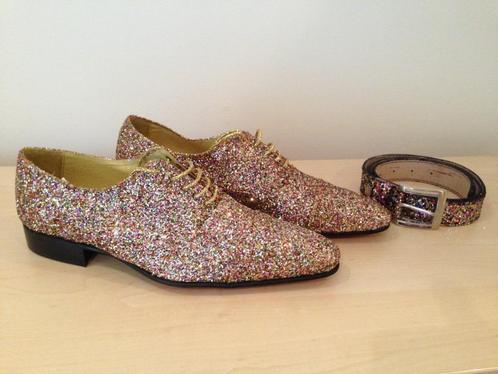 Pepe Milan herenschoenen 42 leder kleurrijkgoud glitter+riem, Kleding | Heren, Schoenen, Nieuw, Veterschoenen, Overige kleuren
