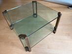 Vintage Peter Ghyczy vierkante salontafel, glas met messing, Ophalen, 50 tot 100 cm, Vintage Mid Century, Vierkant
