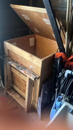 Grote houten opslagkist met deksel h86x70lx77d, Ophalen, Gebruikt, Hout