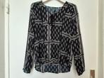EKSEPT / SHOEBY zwart blouse met witte klavertjes maat M 38, Kleding | Dames, Blouses en Tunieken, Maat 38/40 (M), Zwart, Ophalen of Verzenden