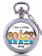 zakhorloge model '' i anm a child of god '' - zilverkleur, Sieraden, Tassen en Uiterlijk, Overige Accessoires, Ophalen of Verzenden