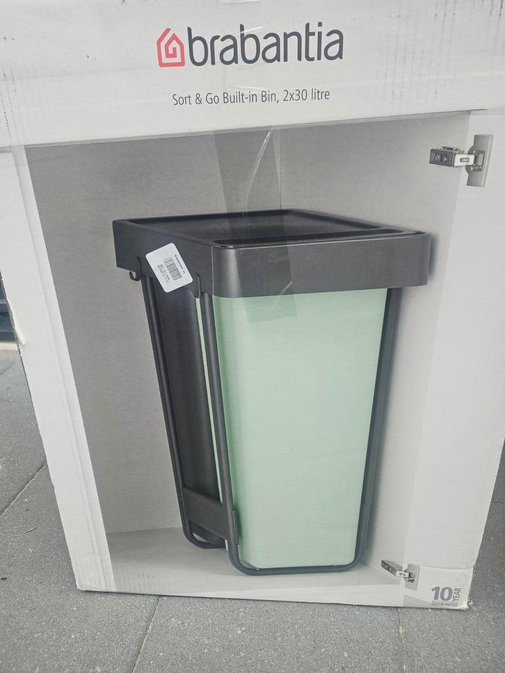 Brabantia Sort & Go Inbouw Afvalemmer - 2x30L, Huis en Inrichting, Woonaccessoires | Prullenbakken, Nieuw, Kunststof, Minder dan 50 cm
