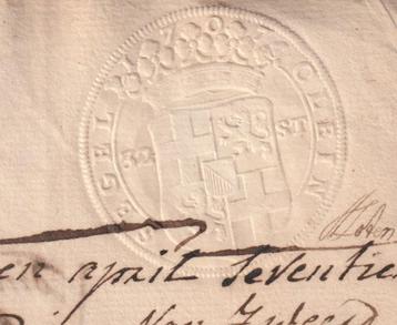 Document uit 1711 32 stuivers belastingzegel  wapen Utrecht