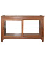 Antieke teakhouten toonbank met schuifdeuren, Ophalen of Verzenden, Zo goed als nieuw