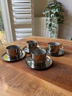 Vintage Italiaanse RVS espressokopjes met schoteltjes, Huis en Inrichting, Overige materialen, Overige typen, Ophalen of Verzenden