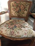 Antieke fauteuil met bloemmotief, Huis en Inrichting, Stoelen, Ophalen, Gebruikt, Bruin, Eén