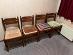 4 Stoelen met rieten zitting, Ophalen, Gebruikt, Bruin, Vier
