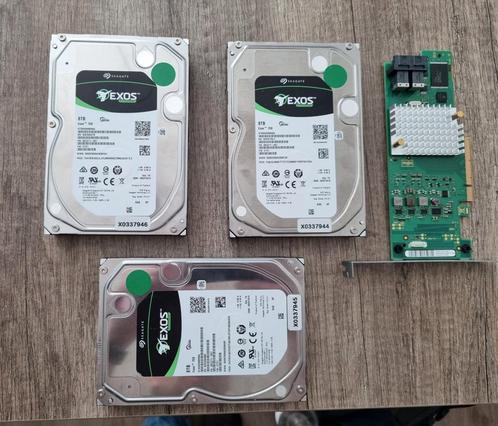 3x Seagate Exos 7e8 8TB schijven plus controller, Computers en Software, Harde schijven, Gebruikt, SAS, Ophalen of Verzenden