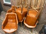 Gratis 6 Cognac kleurige Stoelen - Hoes erover en klaar! 🥰, Huis en Inrichting, Stoelen, Ophalen, Gebruikt, Bruin, Vijf, Zes of meer stoelen