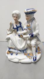 Porseleinen biscuit beeldje Dresden Blauw-wit man/vrouw, Ophalen of Verzenden