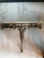 ANTIEKE ZWARE MESSING HAL TAFEL SIDE TABLE GEADERD MARMER, Ophalen
