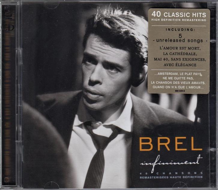 Jacques Brel - Infiniment 40 Classic Hits (2CD), Cd's en Dvd's, Cd's | Overige Cd's, Zo goed als nieuw, Ophalen