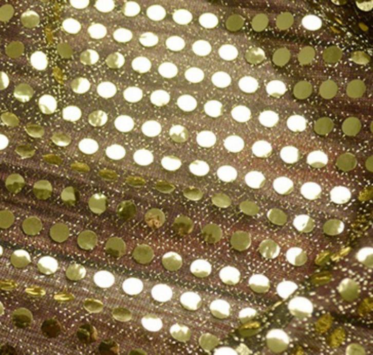 6503) 3 meter pailletten gouden stof zwarte achtergrond, Hobby en Vrije tijd, Stoffen en Lappen, Nieuw, Polyester, 120 cm of meer