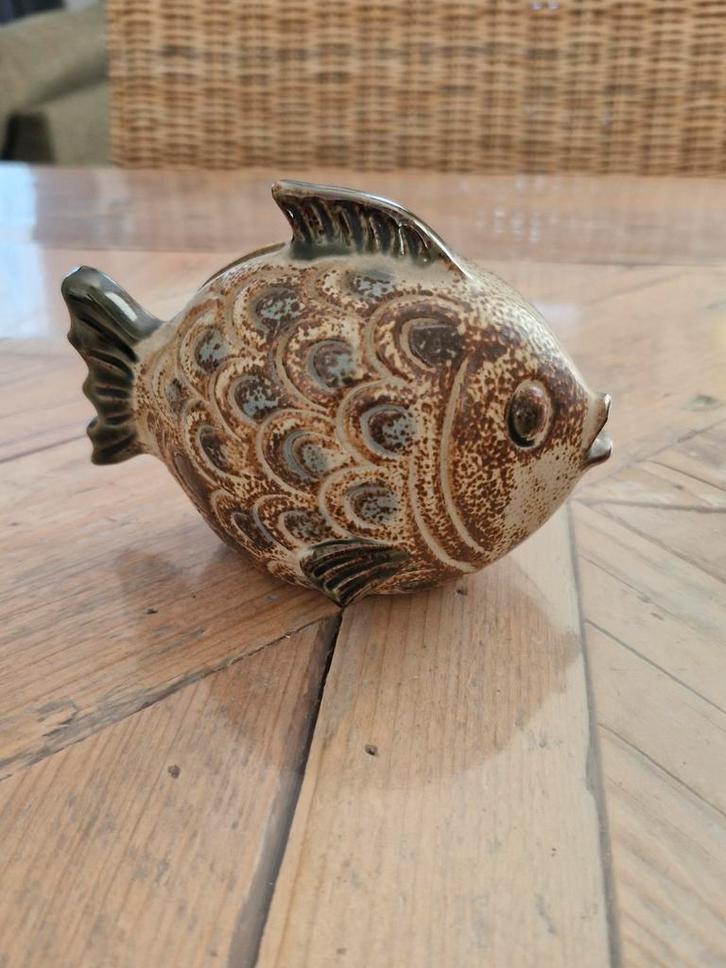 Retro keramieken Vis Spaarpot, Verzamelen, Spaarpotten, Zo goed als nieuw, Dier, Steen, Aardewerk of Keramiek, Ophalen of Verzenden